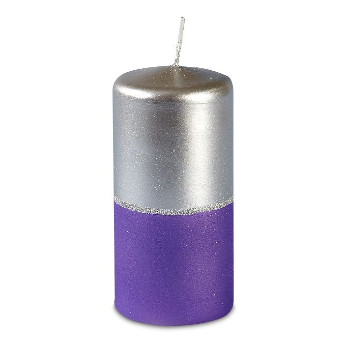 свеча пенек 60х125 серебристо-сиреневая
