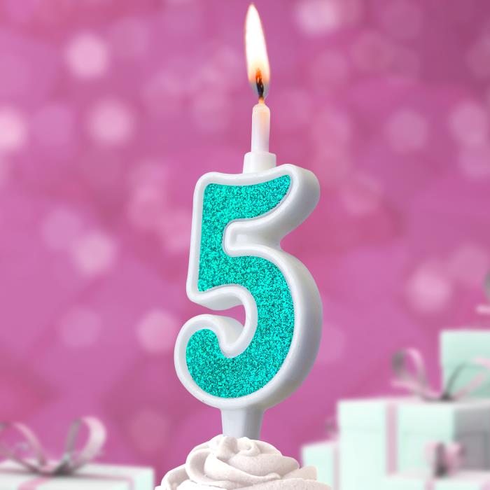 свеча тортовая 5 "суперблеск" голубой