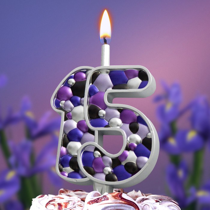 свеча тортовая  15 "пузырьки  серебро"