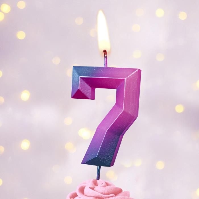 свеча тортовая на шпажке 7 "Пурпурные грани"