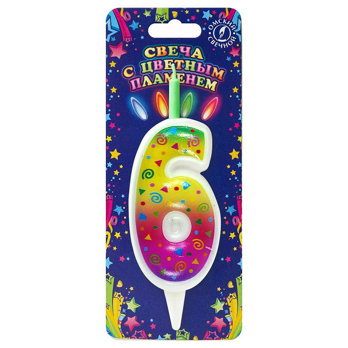 свеча торт. с цветным пламенем 6