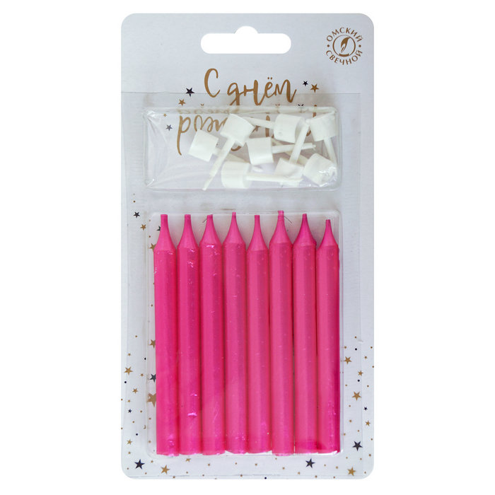 свечи тортовые классические 8  розовые