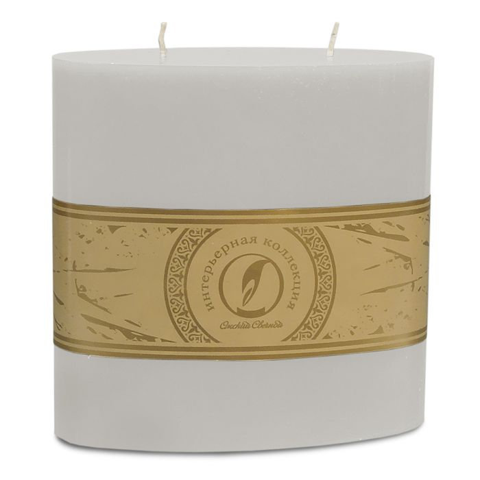 свеча овальная призма 150х75х150 2 фитиля белый