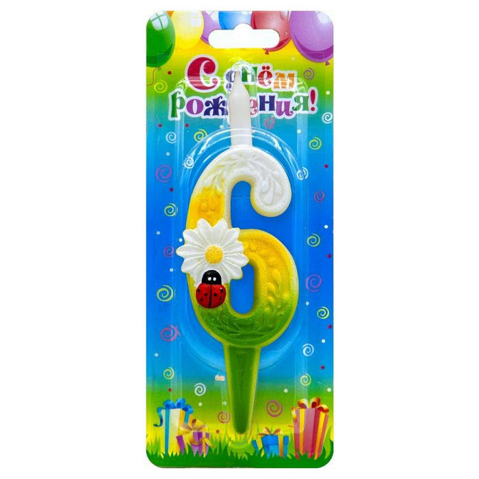 свеча тортовые цифры с ромашками 6