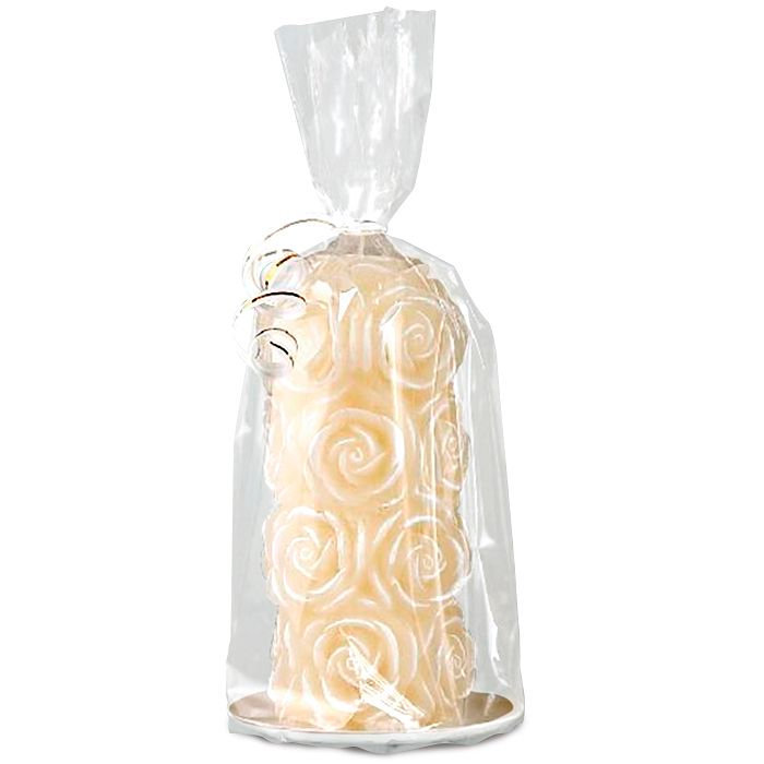 свеча пенек в розах кремовый