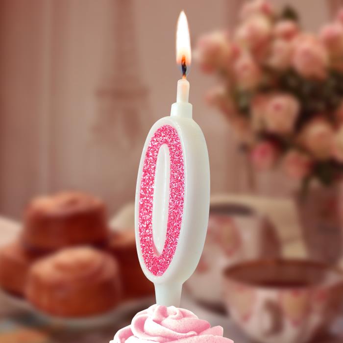 свеча тортовая 0 "суперблеск" розовый
