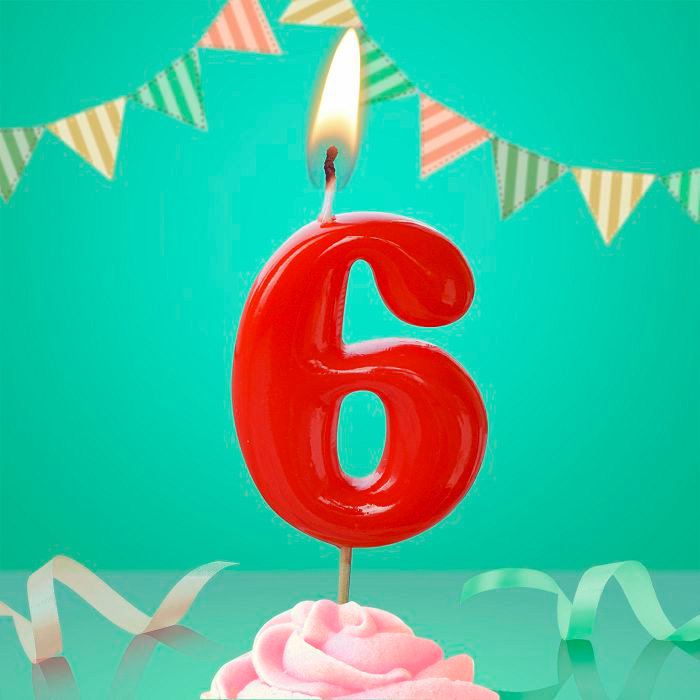 свеча тортовая на шпажке красная 6