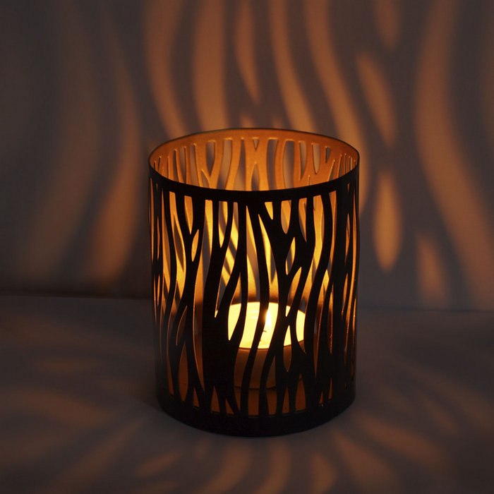 подсвечник "цилиндр № 5" цвет черный с золотом