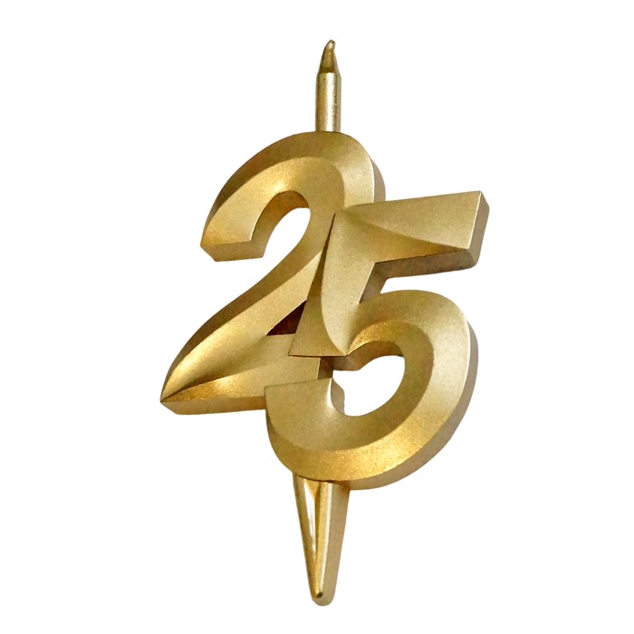 свеча тортовая витая юбилейная 25 "золотая"