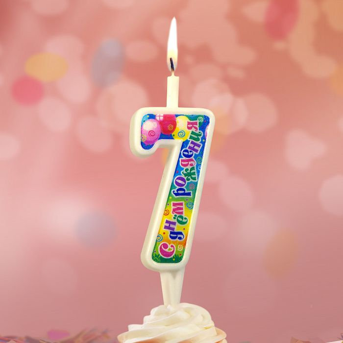 свеча цифра 7 "с днем рождения"