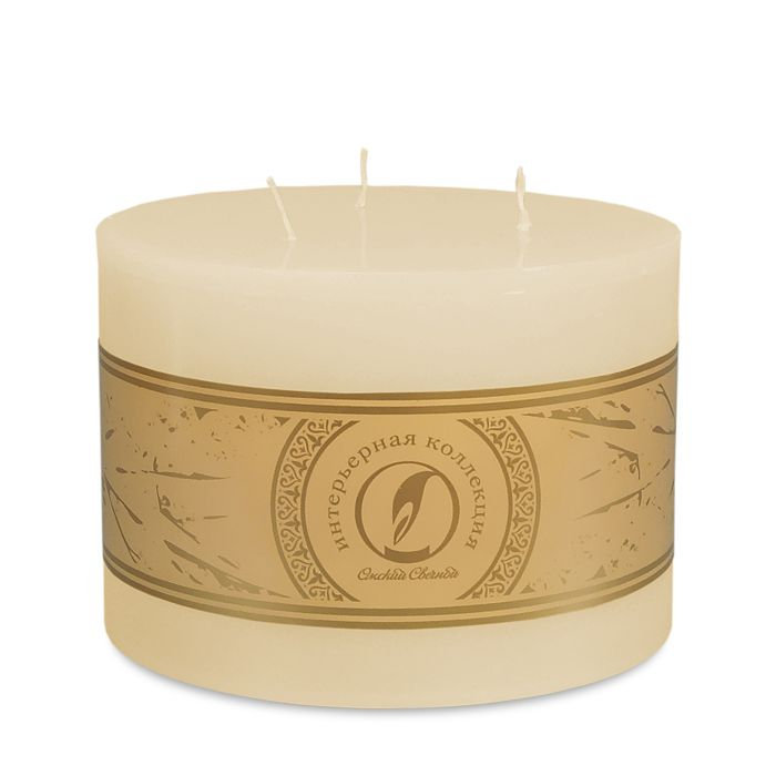 свеча цилиндр d150h105 3 фитиля кремовый