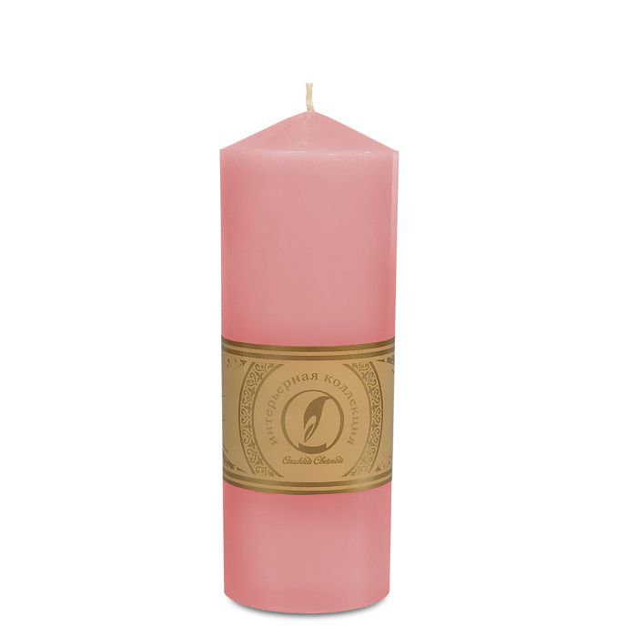 свеча цилиндр с конусом d70h200 розовый