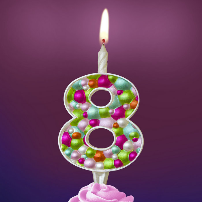 свеча тортовая 8 "Пузырьки" микс