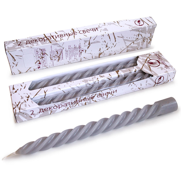 свеча витая 2 шт серая