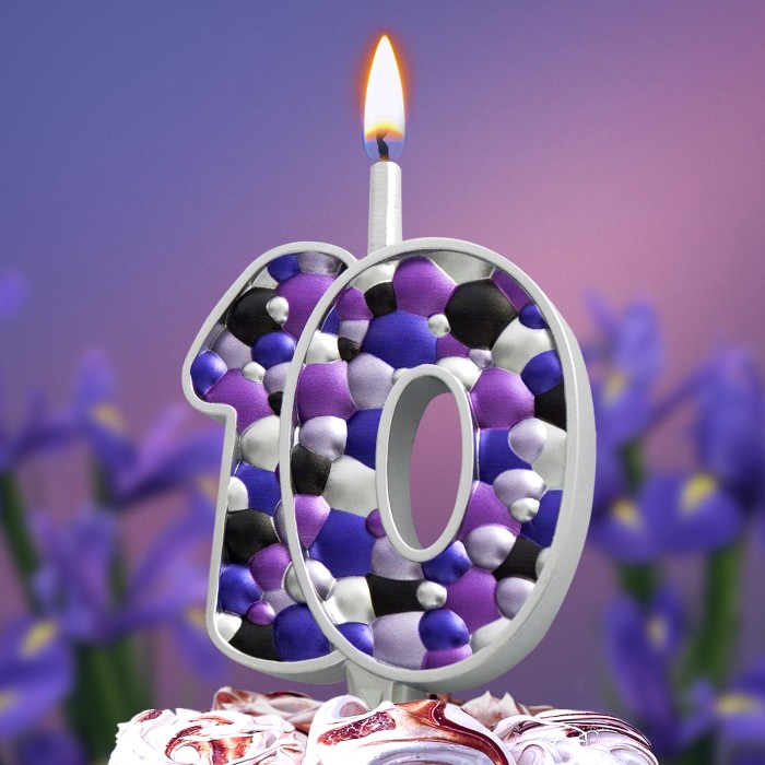 свеча тортовая  10 "пузырьки  серебро"