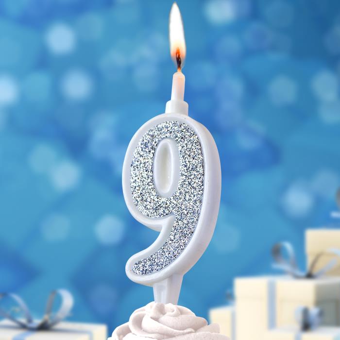 свеча тортовая 9 "суперблеск" серебро