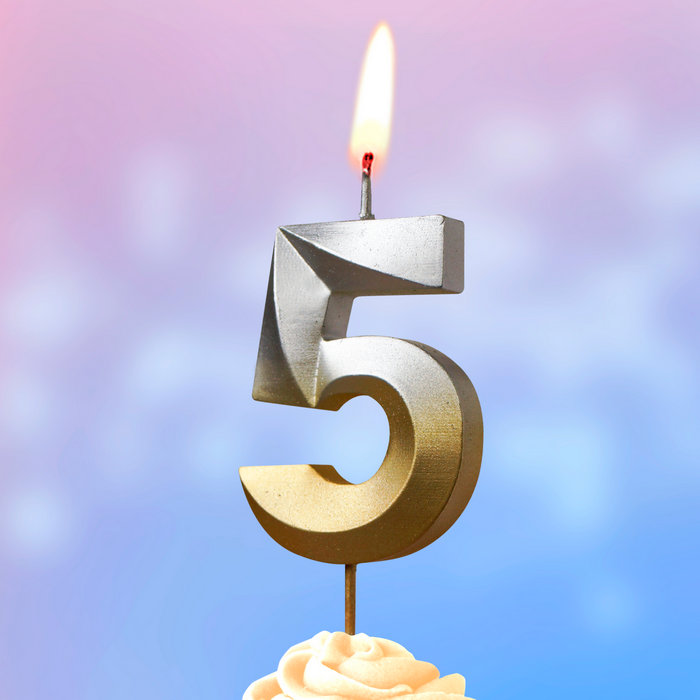 свеча тортовая на шпажке 5 "Золото-серебро"