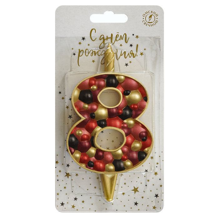 свеча тортовая 8 "Пузырьки" золото