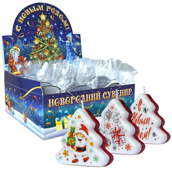 свечи-елочки новогодние (шоу-бокс)