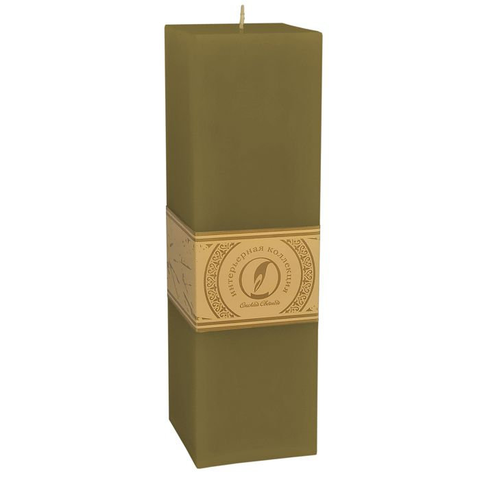 свеча квадратная призма 75х75х250 оливковый