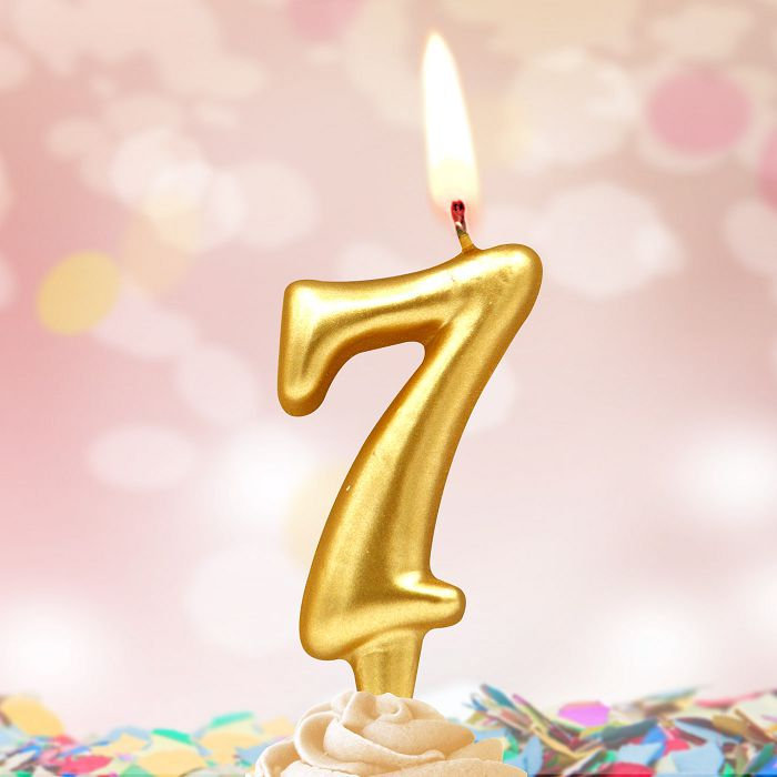свеча тортовые цифры "золотые" 7