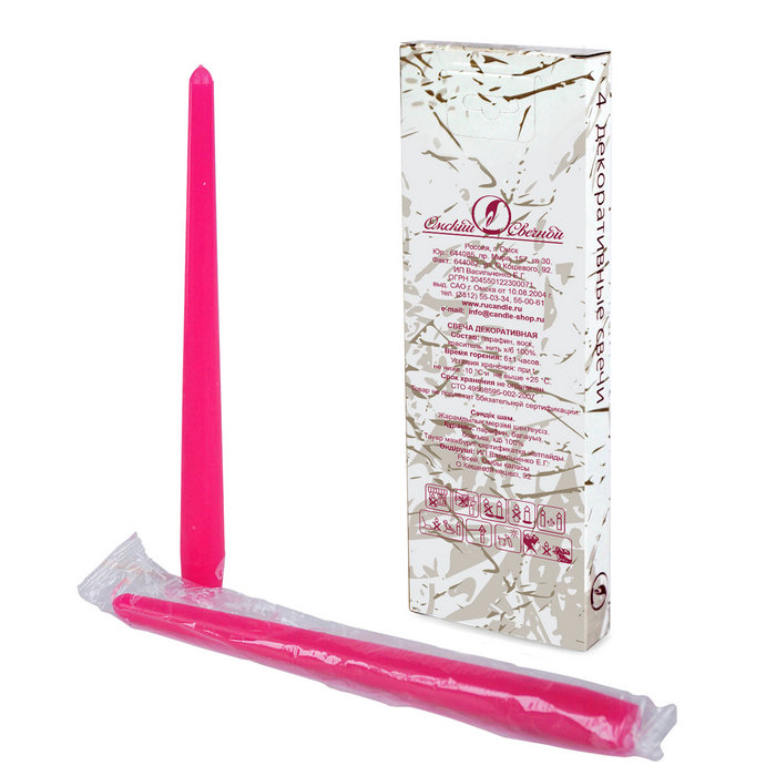 свеча античная 4 шт т. розовая
