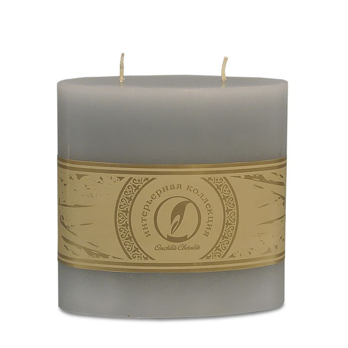 свеча овальная призма 125х63х125 2 фитиля дымчато-голубой