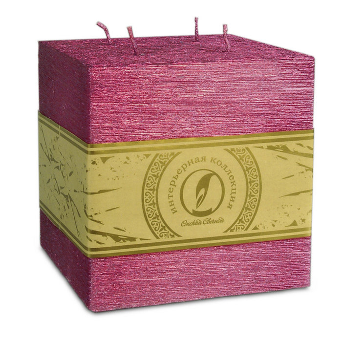 свеча куб 125 4 фитиля рубин