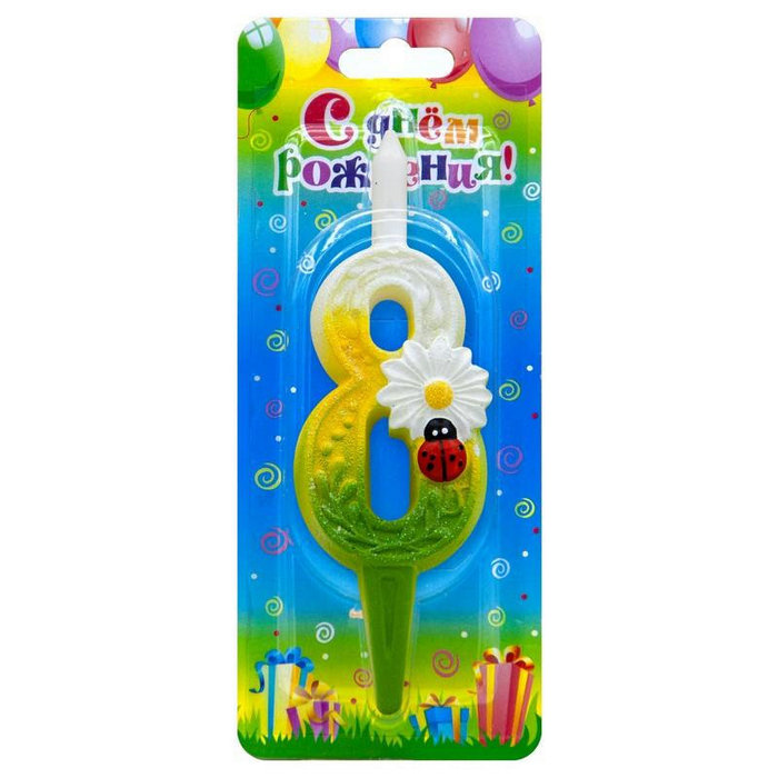 свеча тортовые цифры с ромашками 8