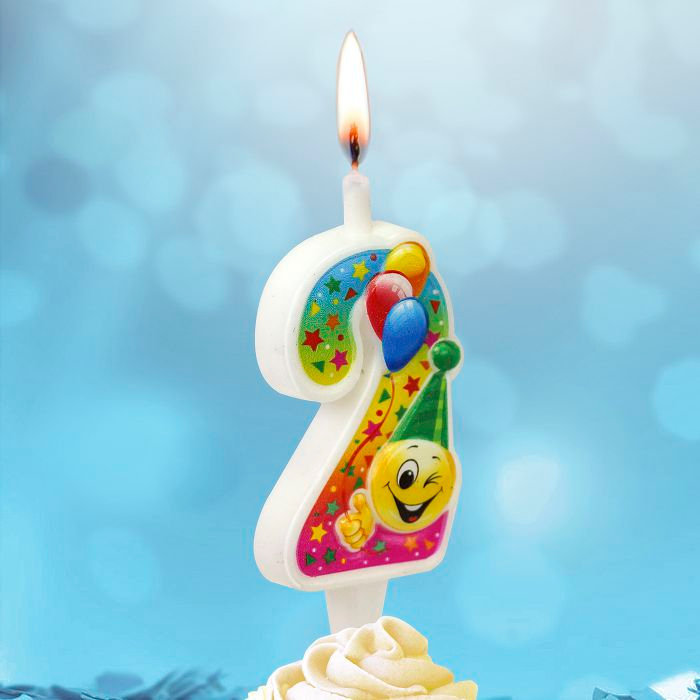 свеча тортовая "Смайлик с шарами" 2
