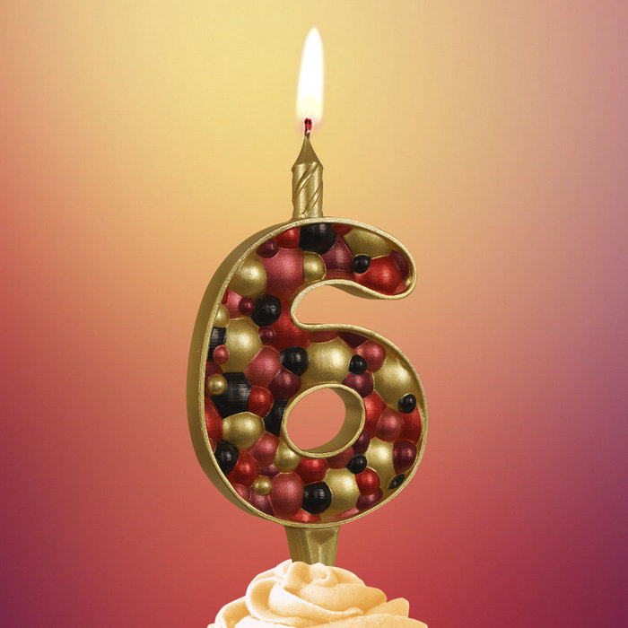 свеча тортовая 6 "Пузырьки" золото