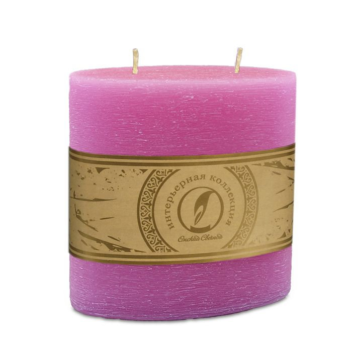 свеча овальная призма 125х63х125 2 фитиля розовый