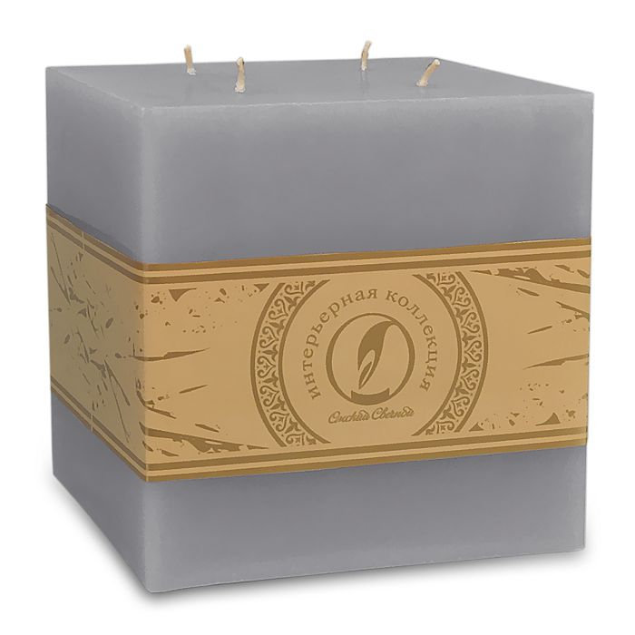 свеча куб 125 4 фитиля дымчато-голубой