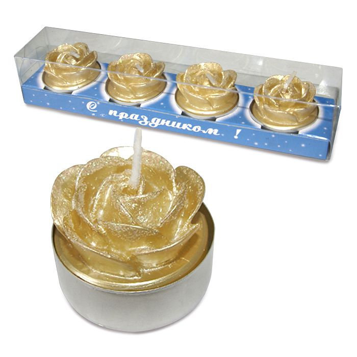 набор свечей розочки золотые