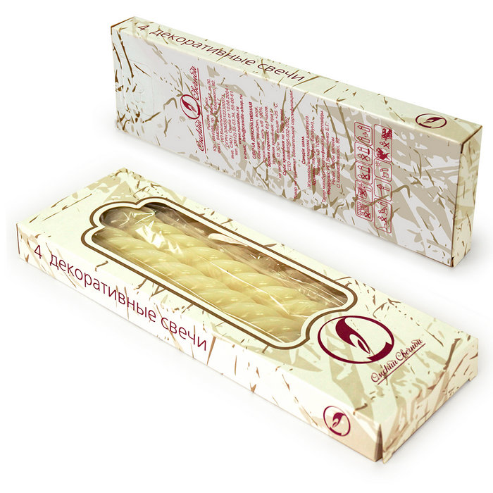 свеча витая 4 шт слоновая кость