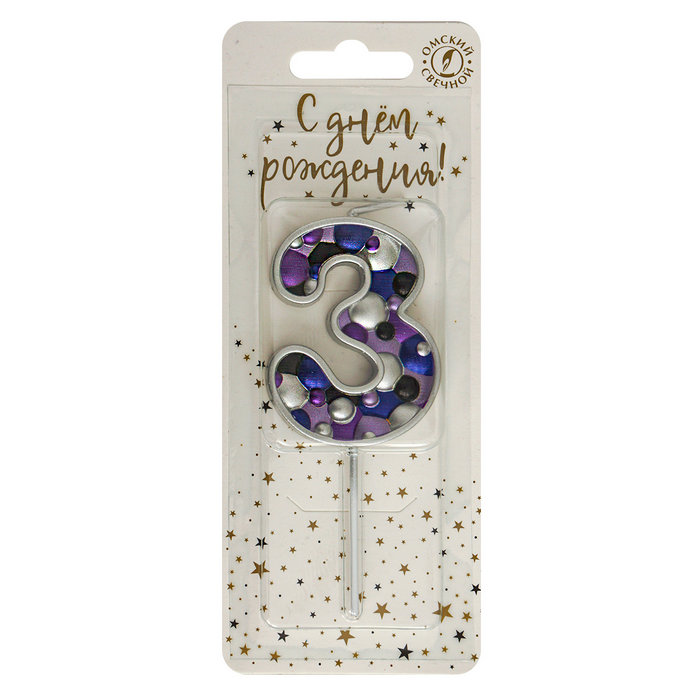 свеча тортовая "пузырьки" мал 3 серебро