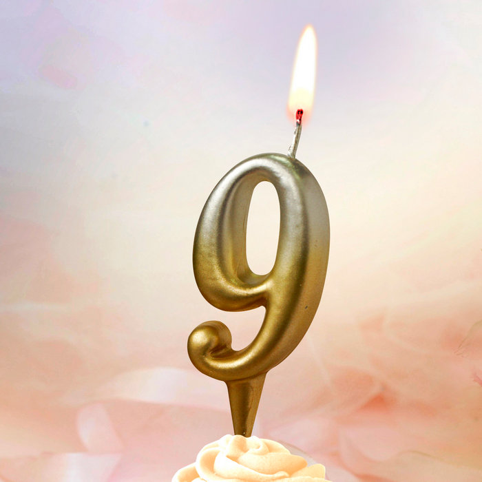 свечи тортовые цифры "золото-серебро" 9