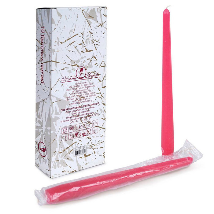 свеча античная 10 шт с. розовая