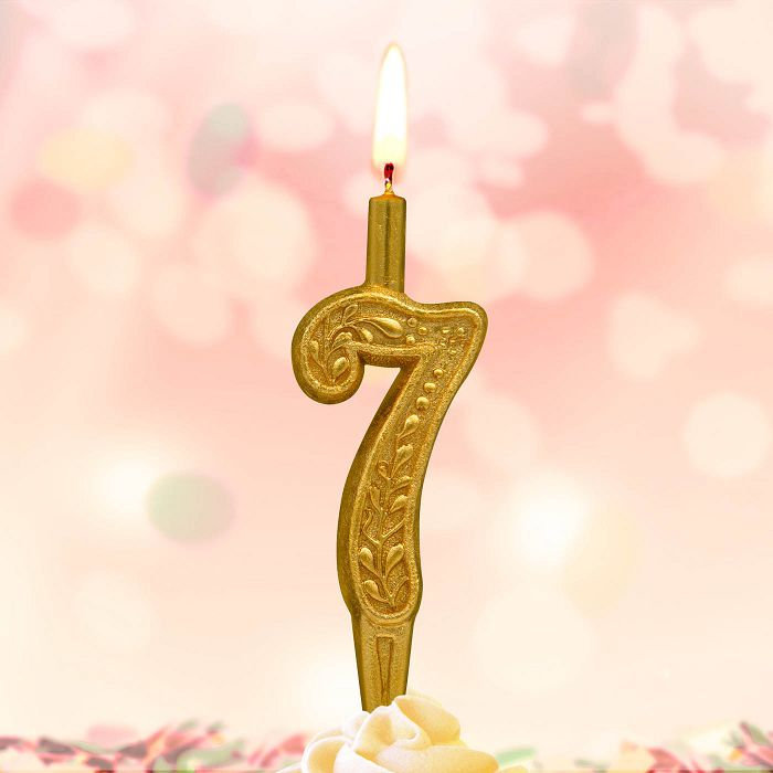 свеча тортовая  цифра "золотой узор" 7