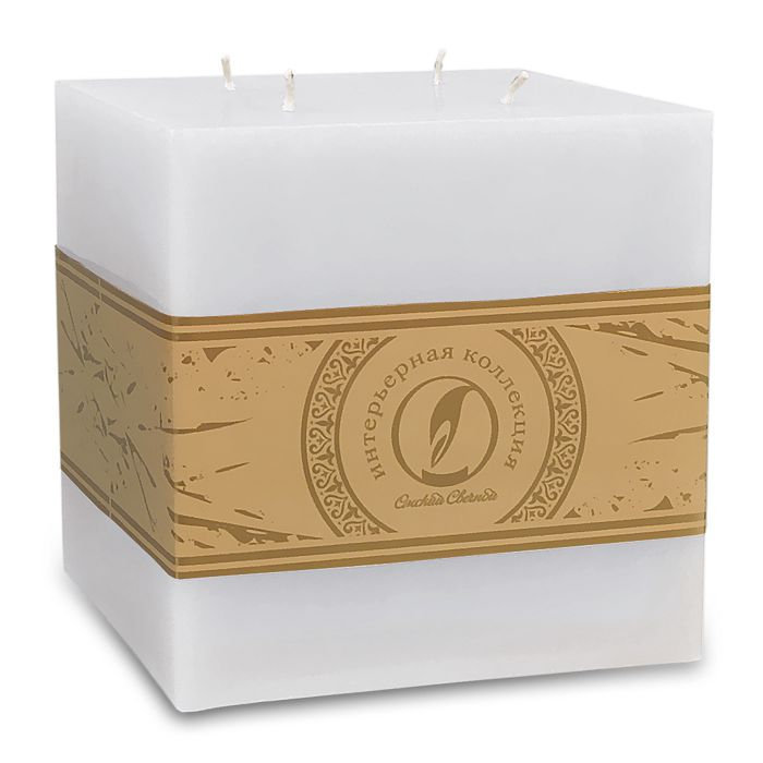 свеча куб 125 4 фитиля белый
