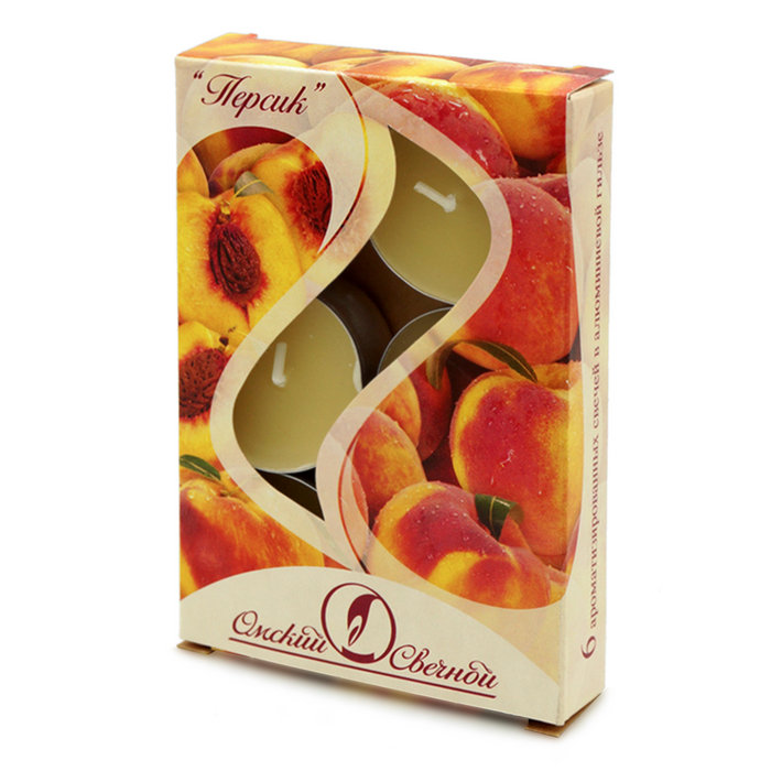 свеча в алюминиевой гильзе  (12 гр ароматизированная 6 шт/уп персик)