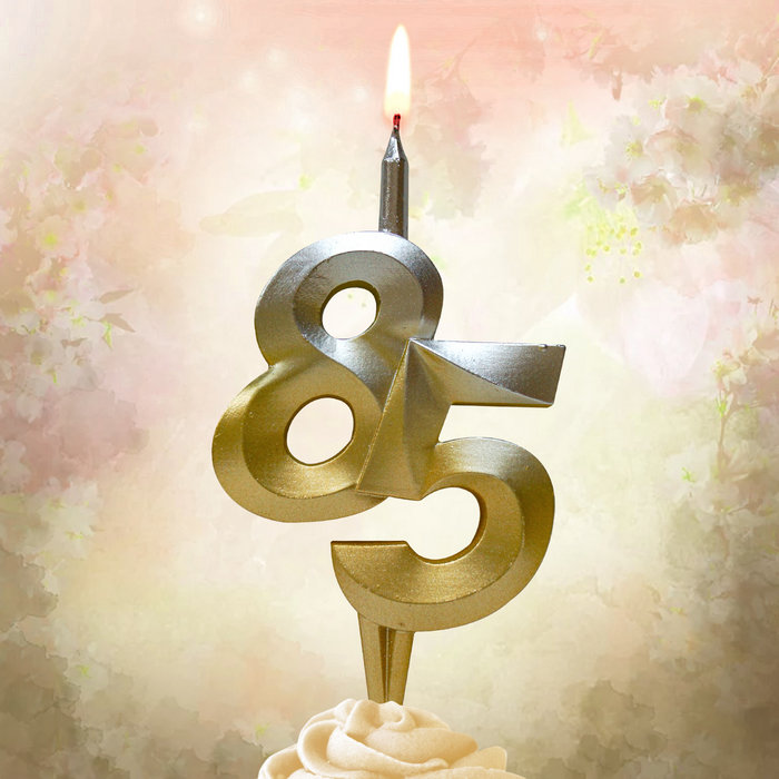 свеча тортовая витая юбилейная 85 "серебро-золото"