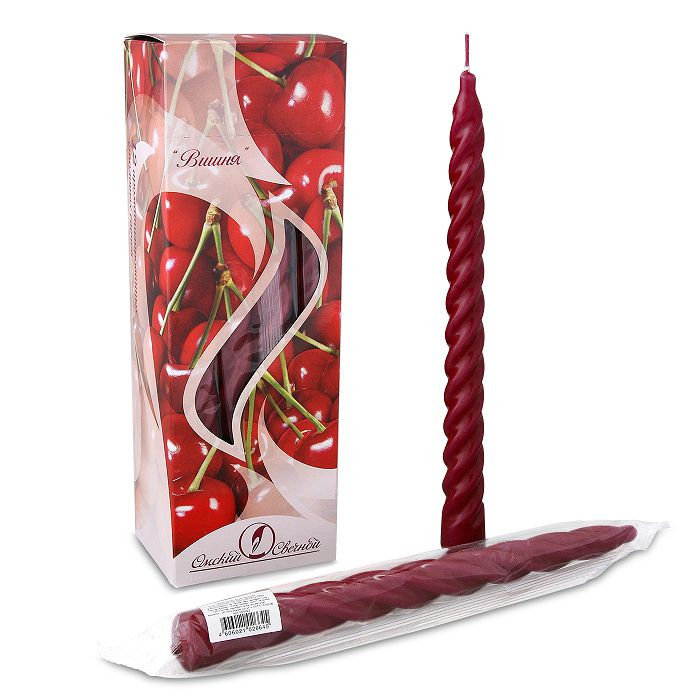 свеча ароматизированная витая 12 шт "вишня"