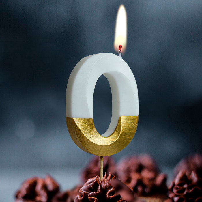 свеча тортовая на шпажке 0 "Бело-золотые витые"