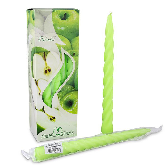 свеча ароматизированная витая 12 шт "яблоко"