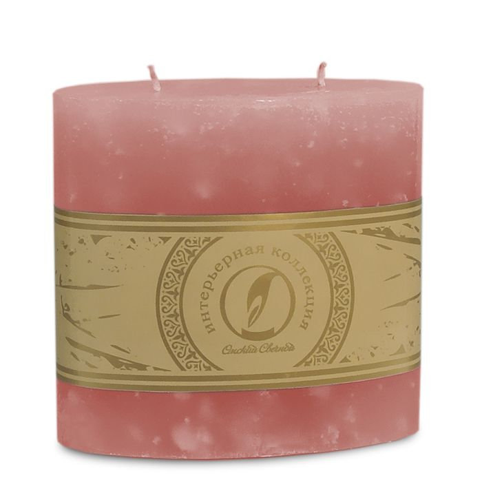 свеча овальная призма 125х63х125 2 фитиля розовый