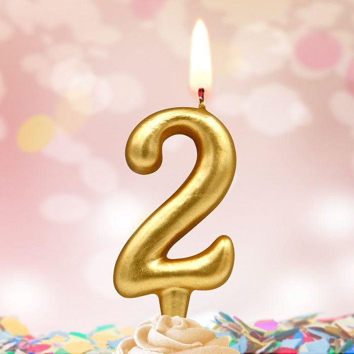 свечи тортовые цифры "золотые" 2