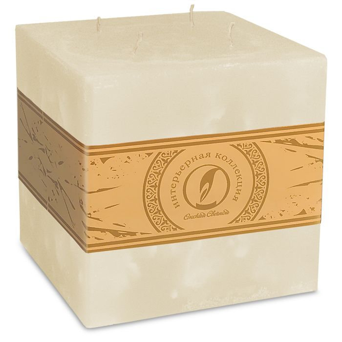 свеча куб 125 4 фитиля кремовый