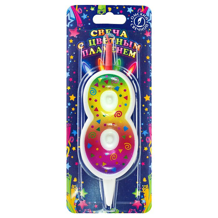 свеча торт. с цветным пламенем 8