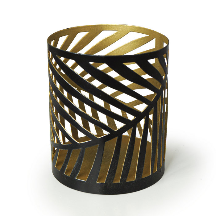 подсвечник "цилиндр № 3" цвет черный с золотом